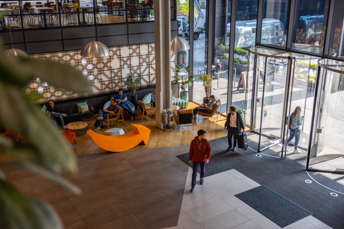 Modern international office lobby